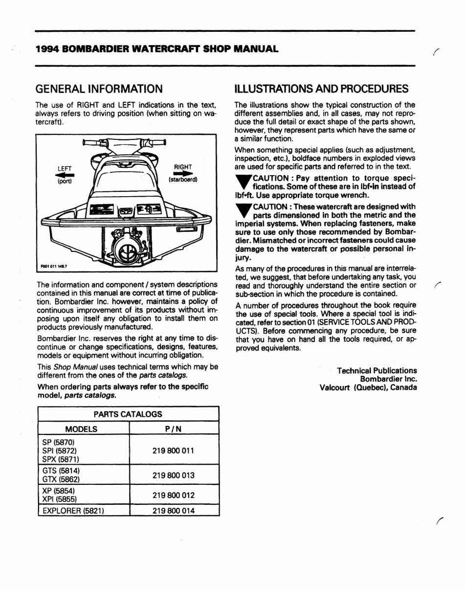 1994 Bombardier Sea Doo Repair Manual Manuals Online