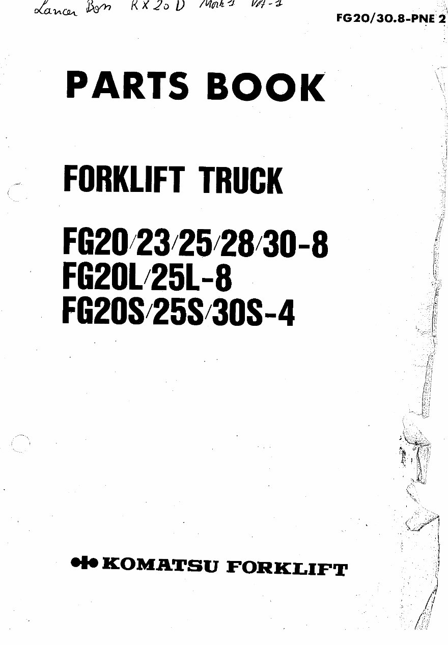 KOMATSU FG20 FG23 FG25 FG28 Parts Part Manual IPL