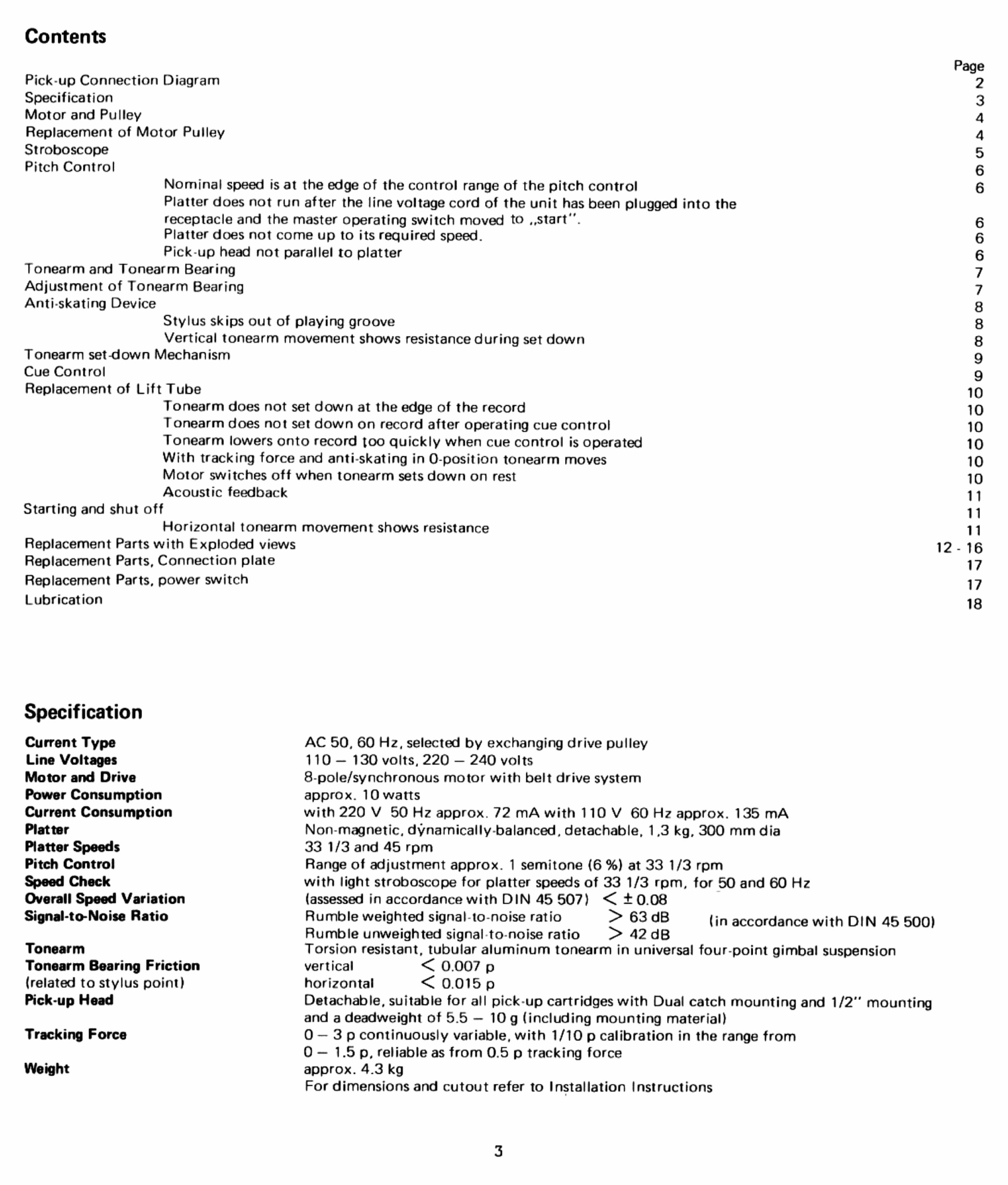 Dual 510 TURNTABLE Service Manual Manuals Online