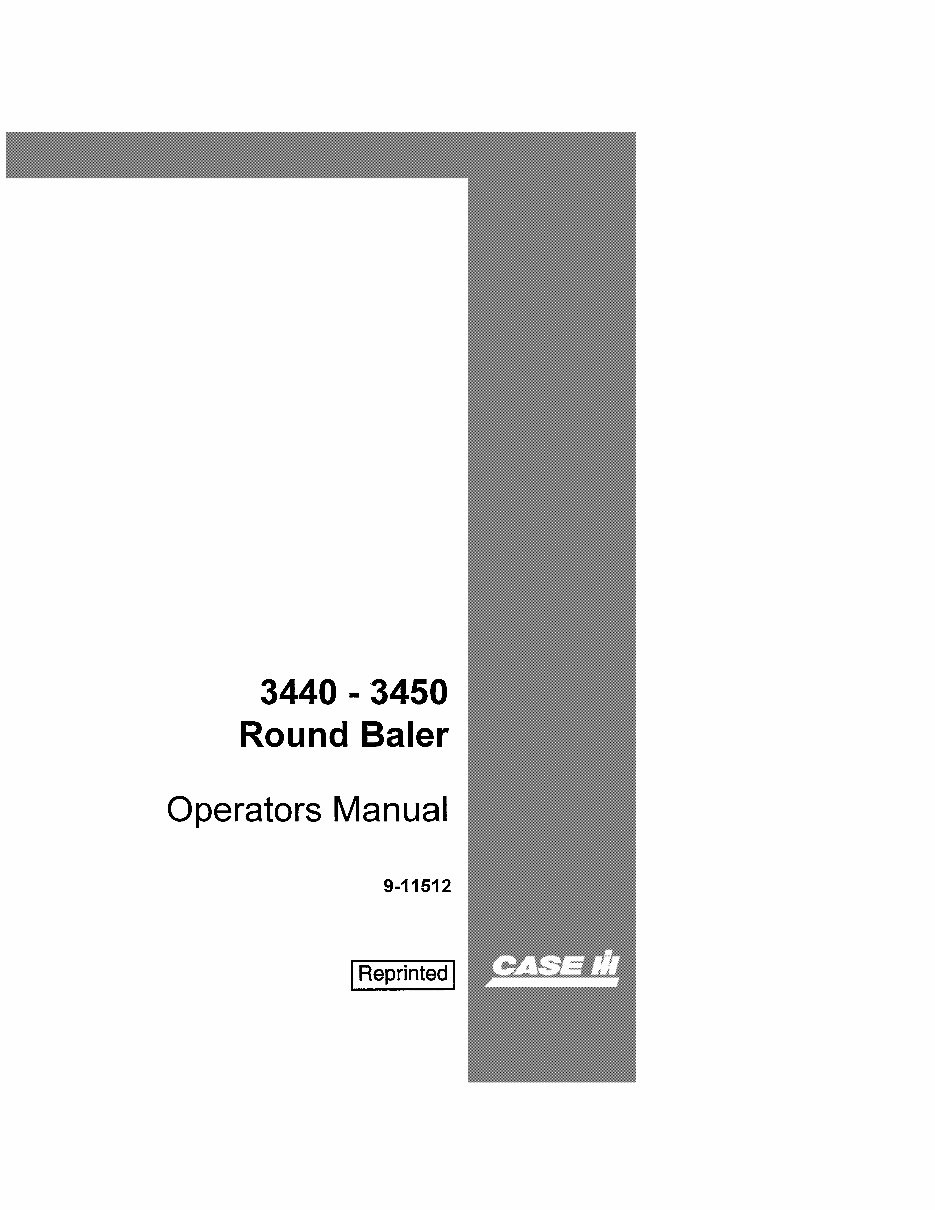 Case Ih 3440 3450 Round Baler Operators Manual