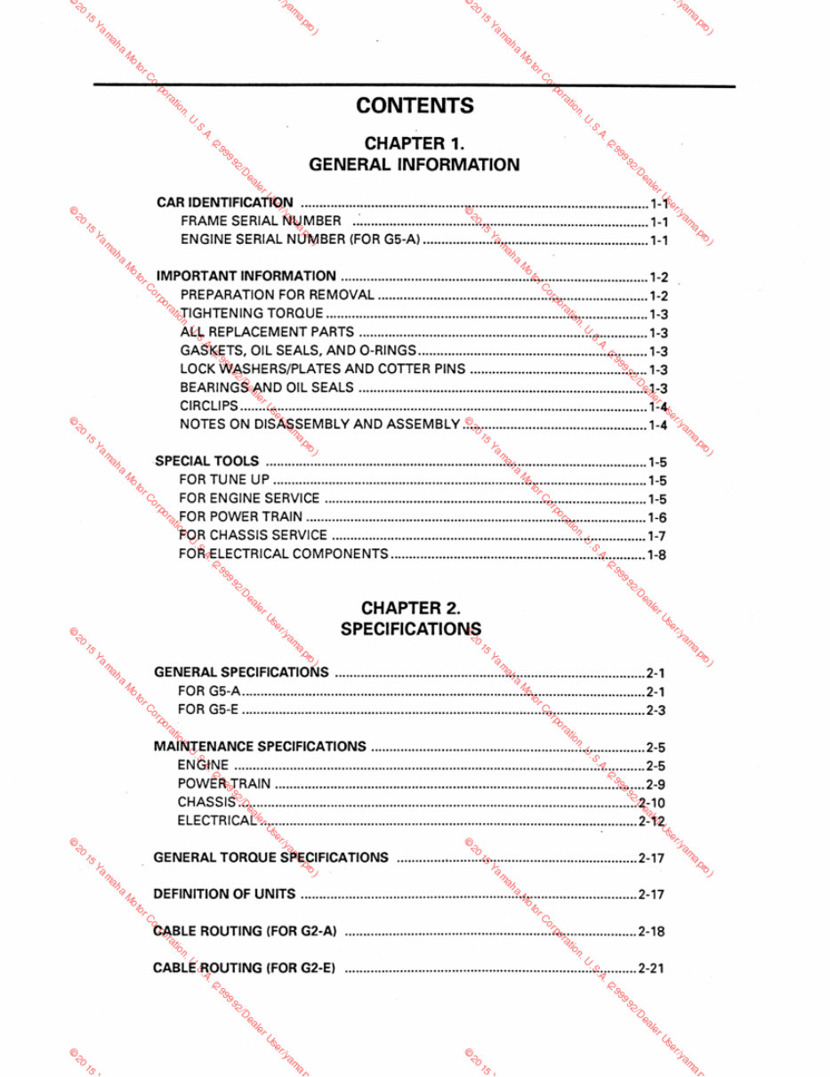 Yamaha G5 Golf cart service manual Manuals Online
