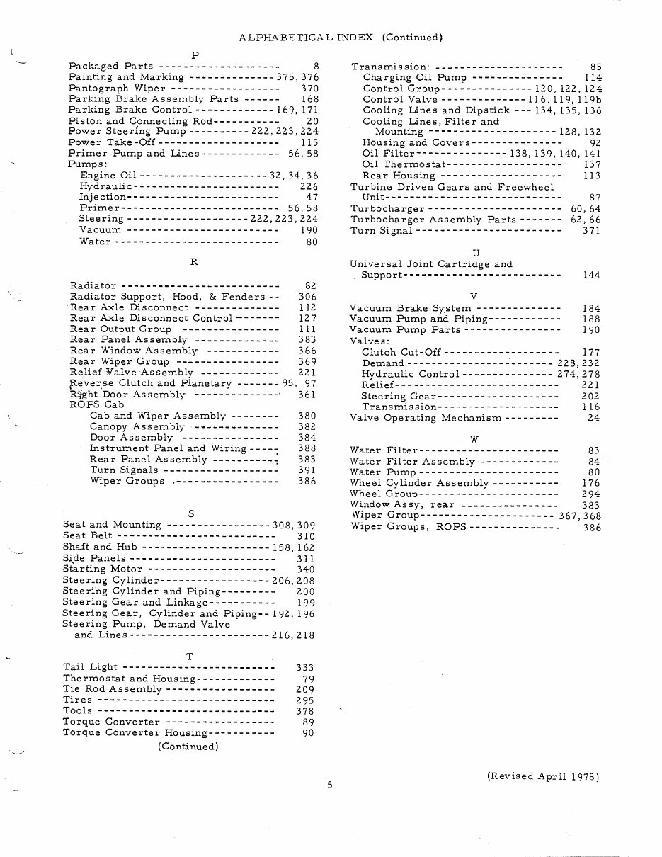 Fiat Allis 545 545H Wheel Loader Service Parts Catalog Manual EPC # 1