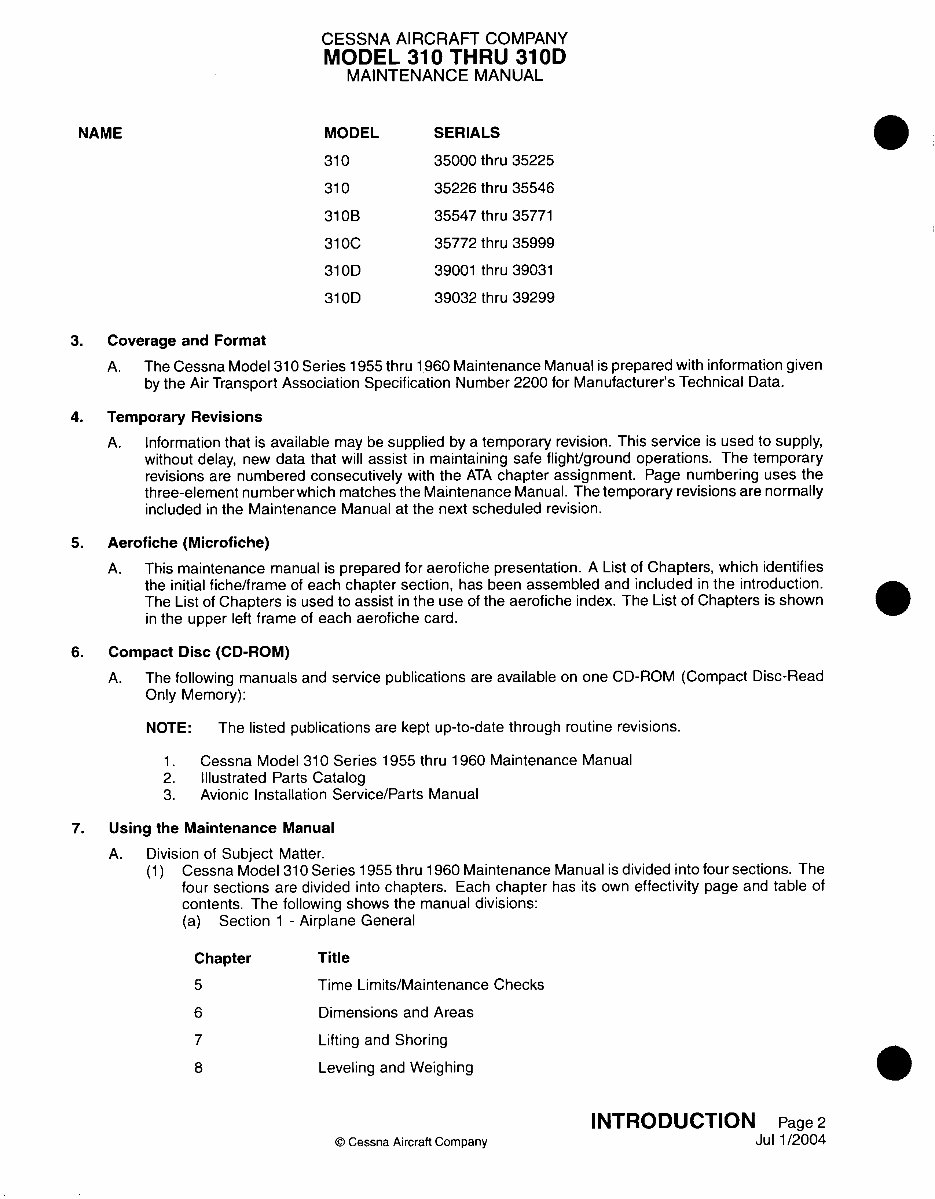 Cessna 310 Maintenance Manual P150-6-13 310B 310C 310D