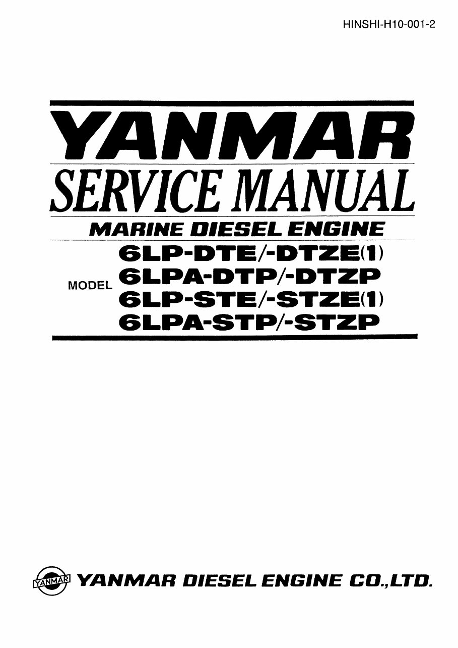 YANMAR 6LPSTE6LPASTP Marine Diesel Engine COMPLETE Manual