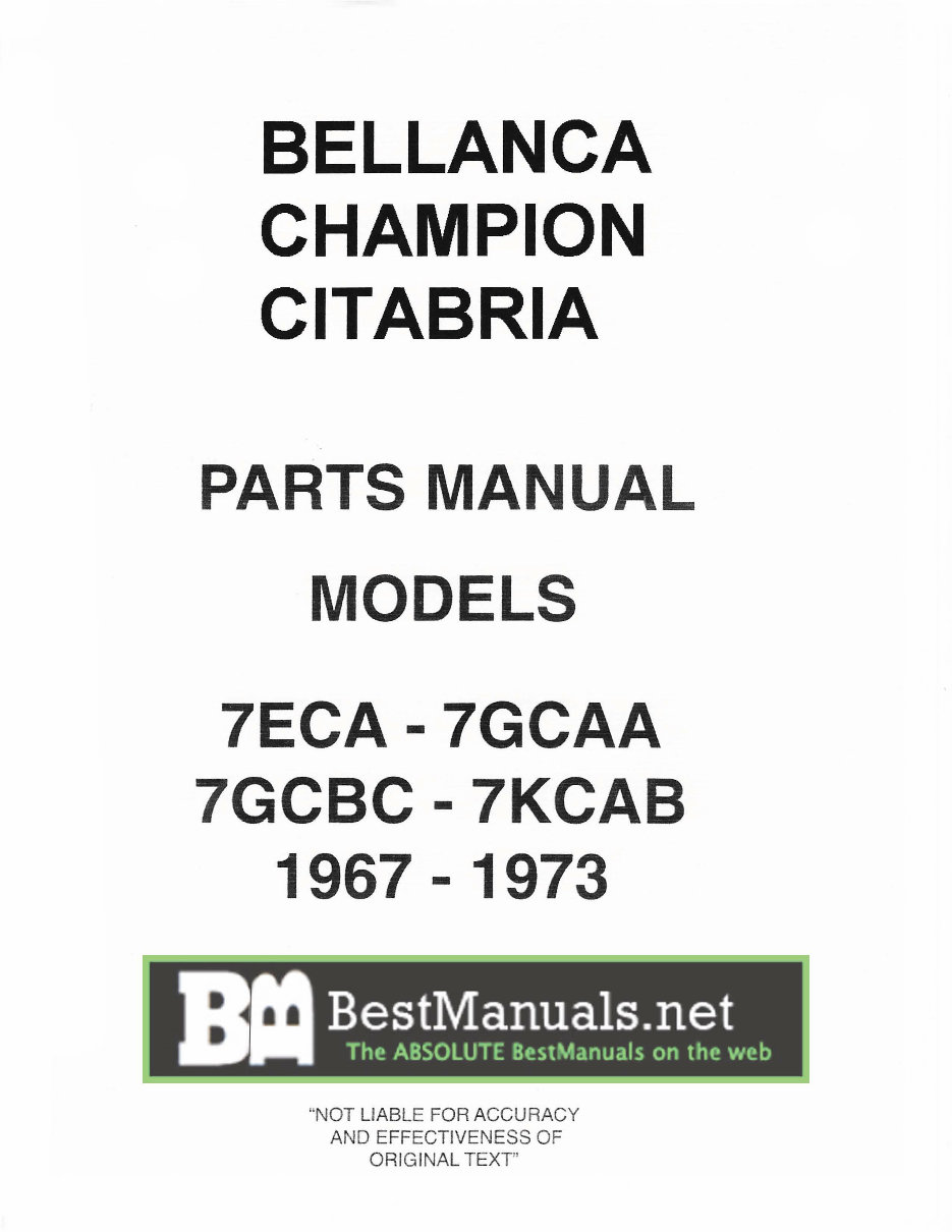 Bellanca Champion Citabria 7ECA 7GCAA 7GCBC 7KCAB Illustrated Parts