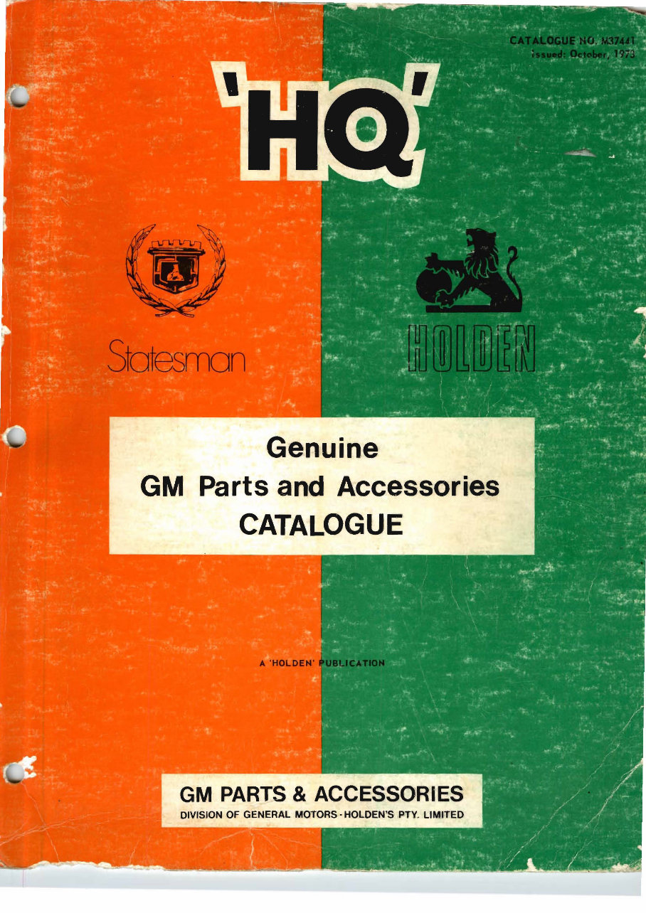 HOLDEN 19711973 HQ Spare Parts BOOK Catalog MONARO GTS 350