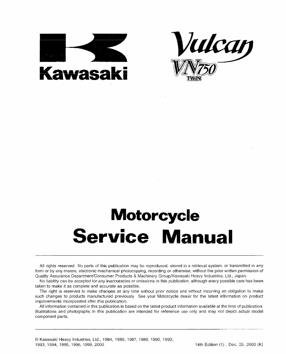 19852006 KAWASAKI VULCAN 750 VN750 Full Service Manual