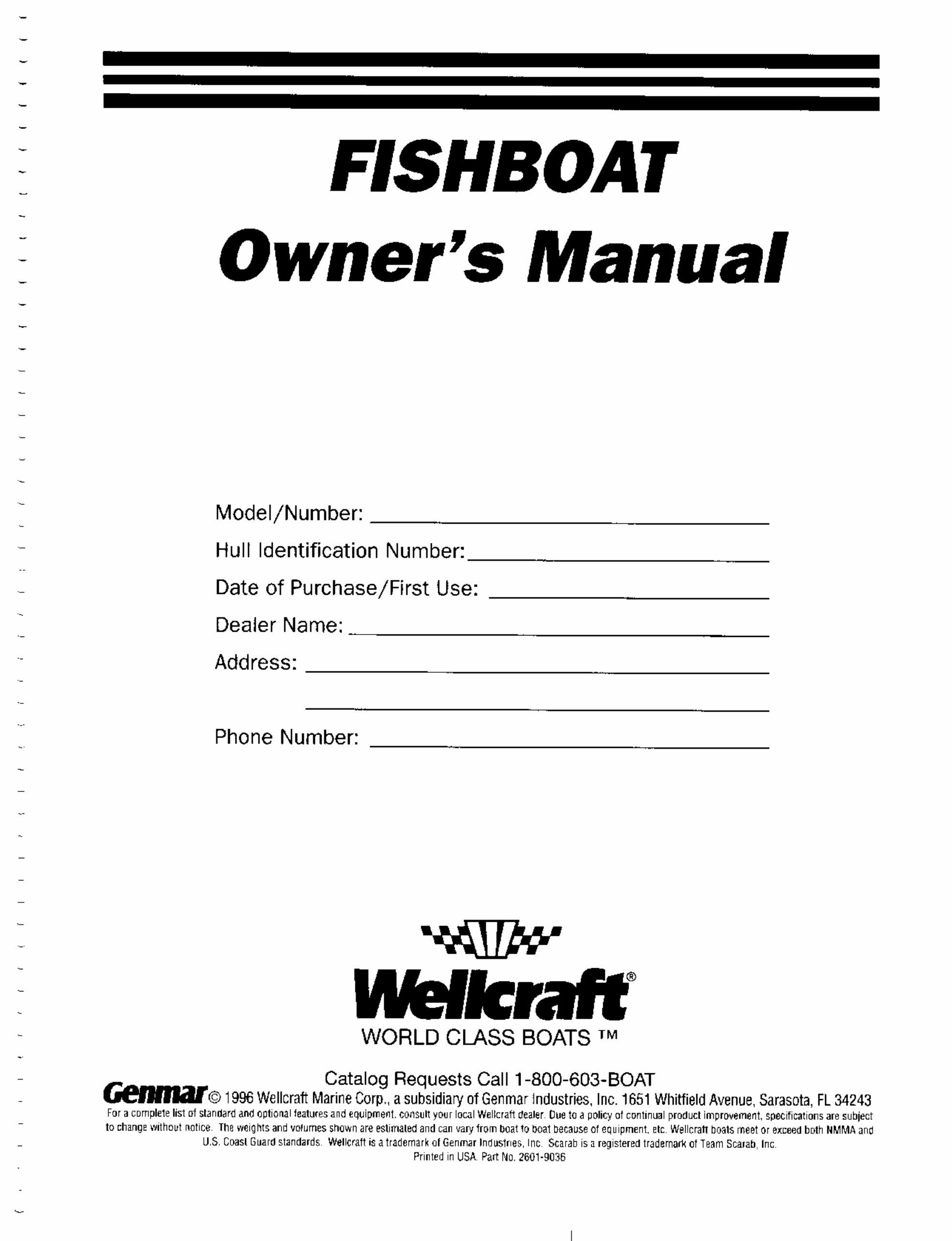 1996 WellCraft FISHBOAT Owners Manual Manuals Online