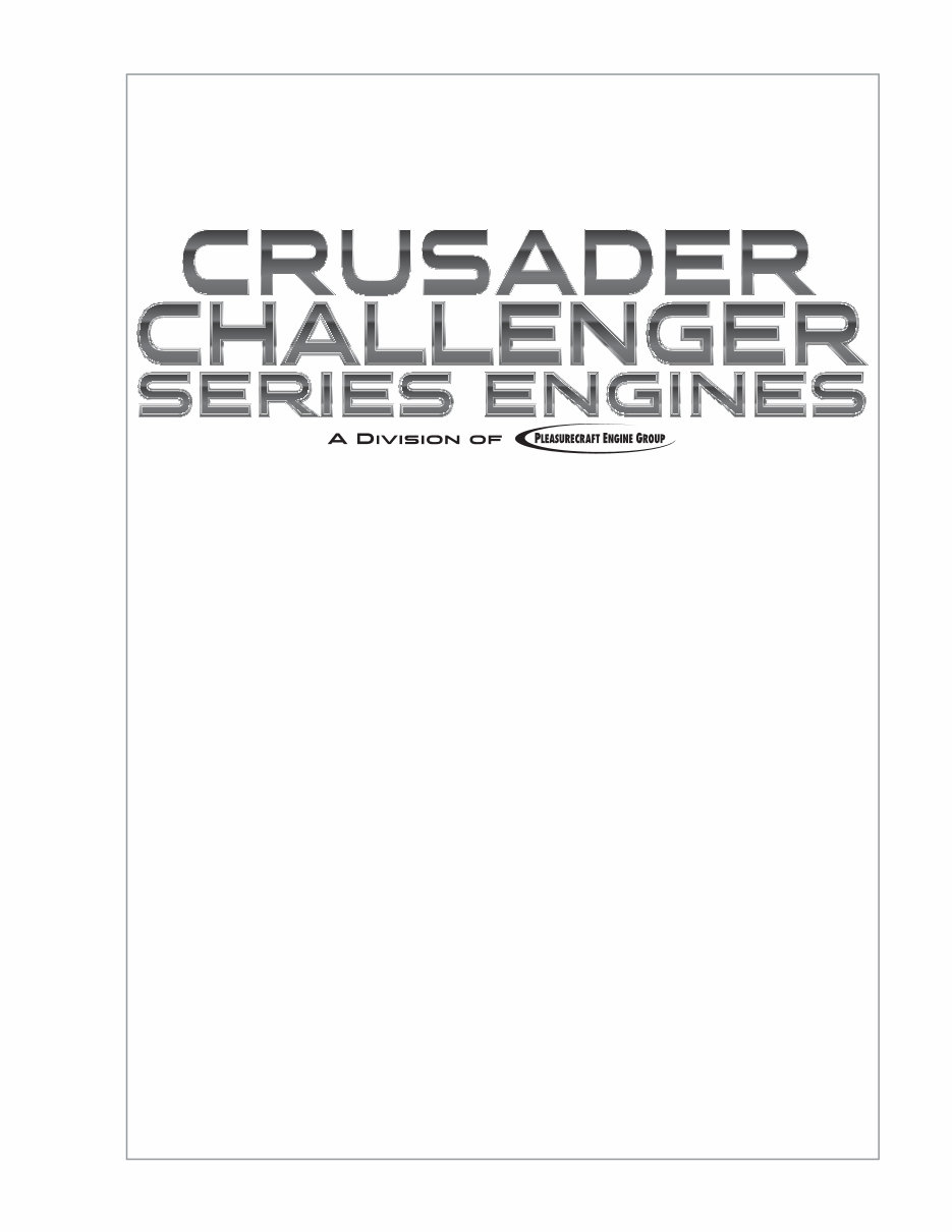 2015 Crusader Challenger Supreme engines Owner's Operation and