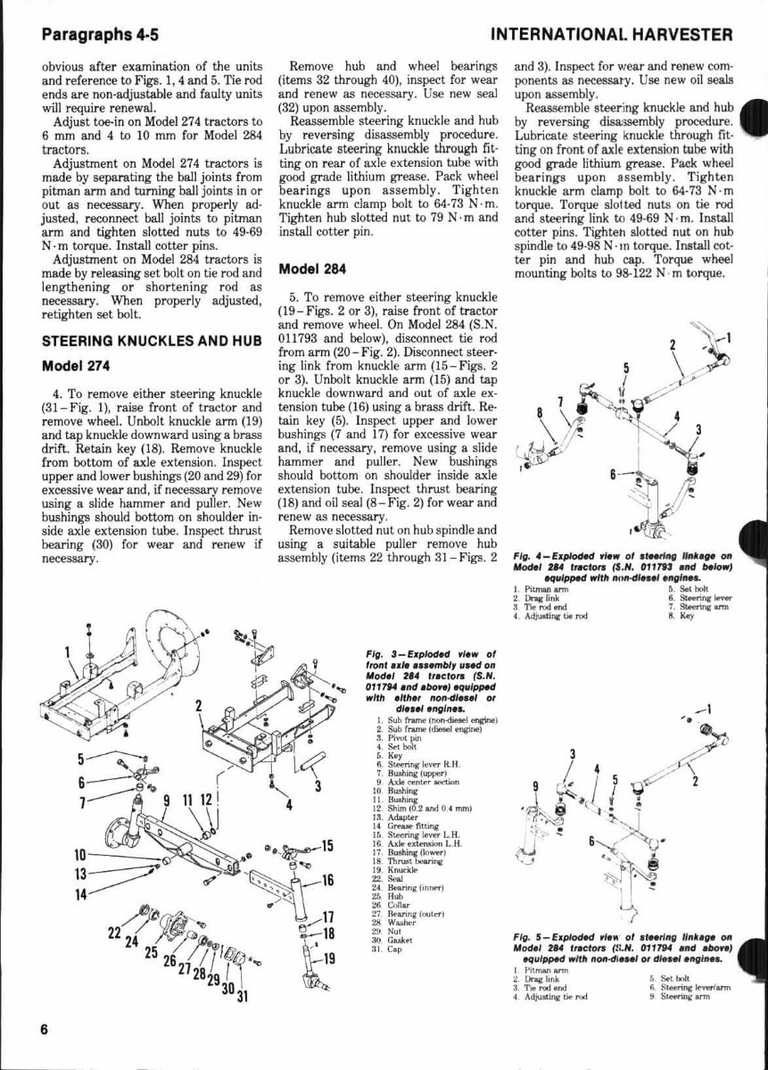 International Harvester 284 Factory Service & Work Shop Manual