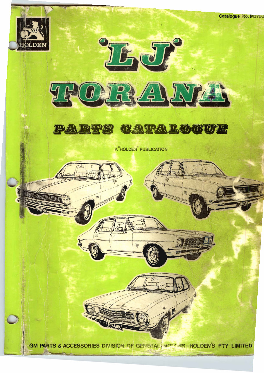 HOLDEN TORANA 1972-74 LJ INC XU1 Parts CATALOG